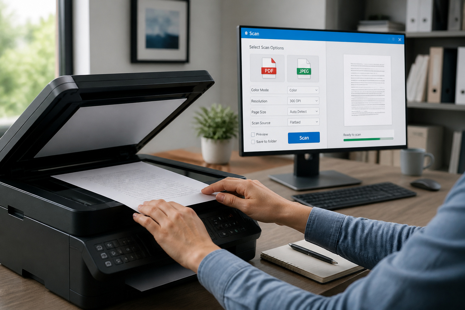 Numerisation de documents dans un bureau moderne